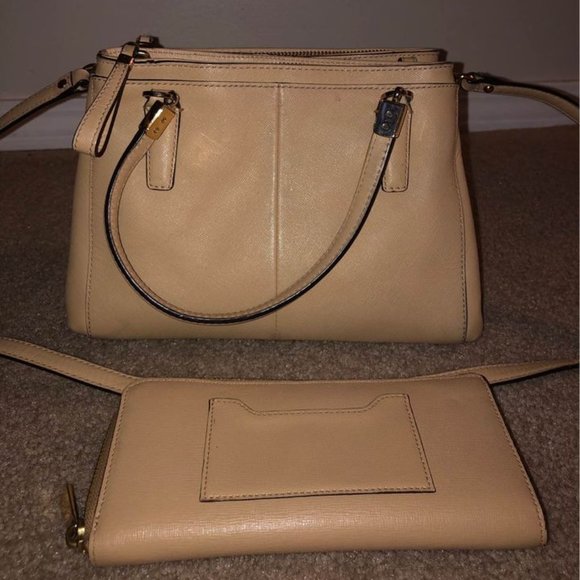 Tan Coach Purse and Matching Wallet - Picture 2 of 3